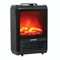 Optimus 1,200-Watt-Max Mini Electric Flame-Effect Fireplace Heater, Black, H-9300BK