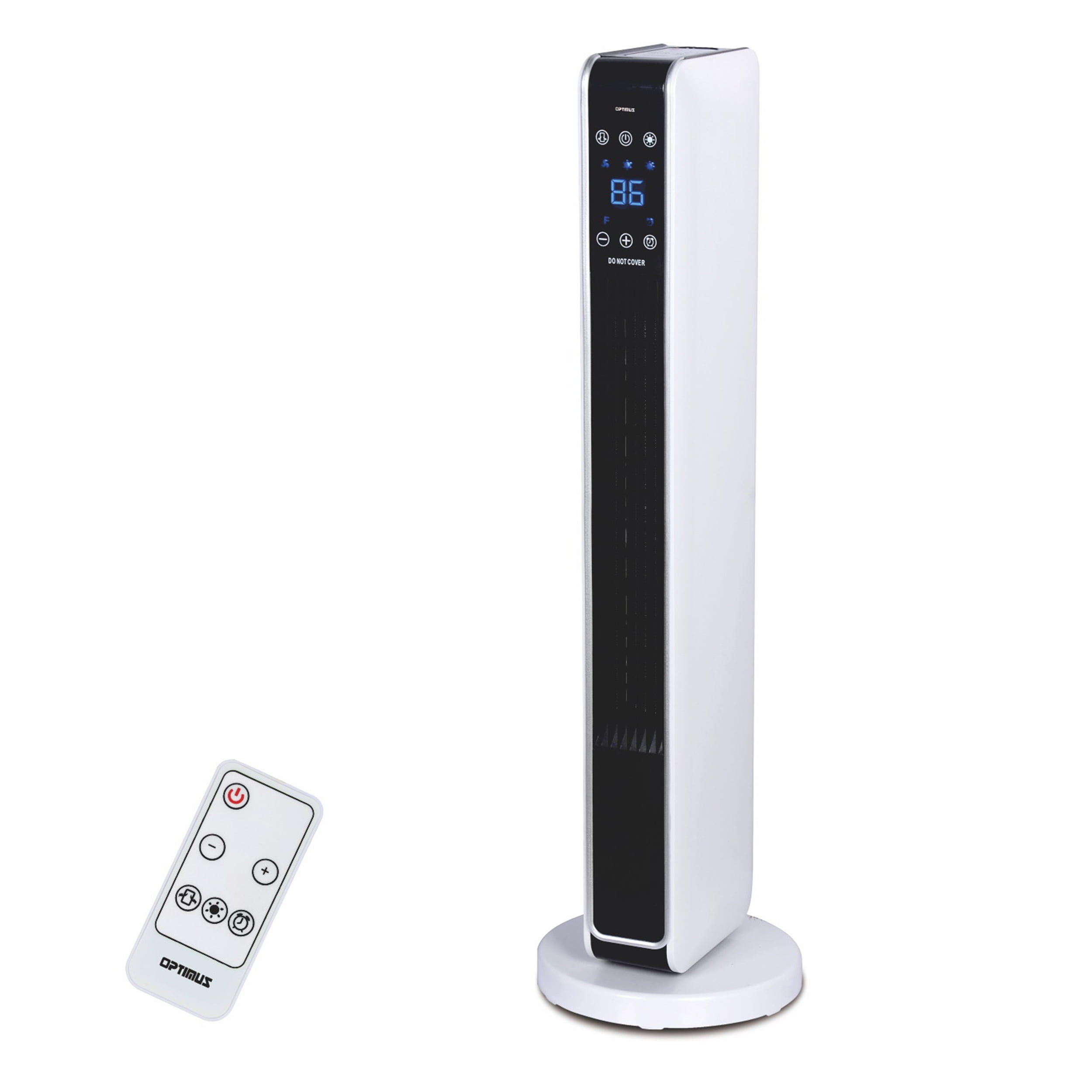 White 30" Ceramic Oscillating Tower Heater with Remote