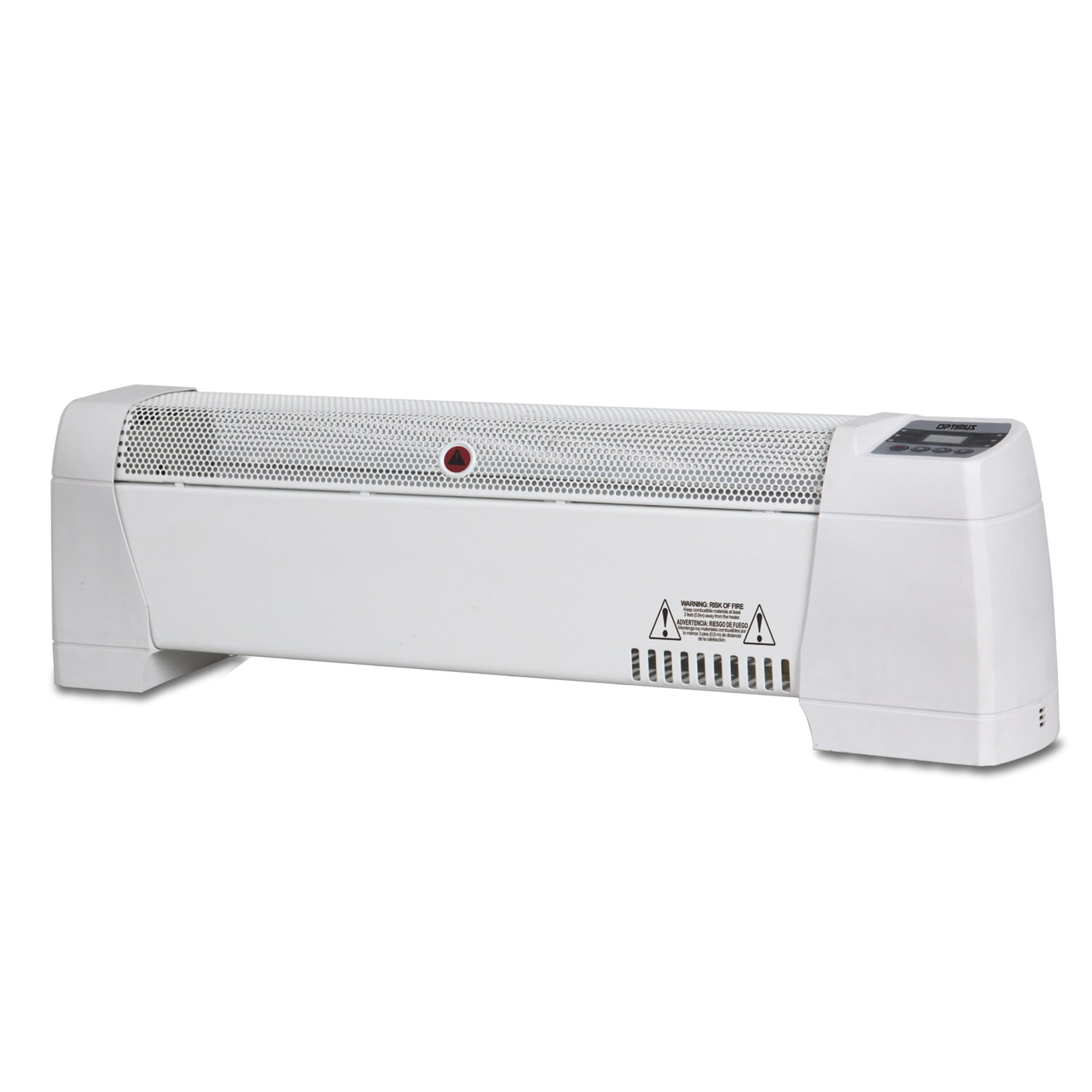 Optimus 30" White Electric Baseboard Convection Heater with Thermostat