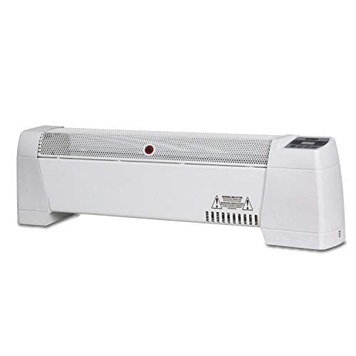 Optimus 30" White Electric Baseboard Convection Heater with Thermostat
