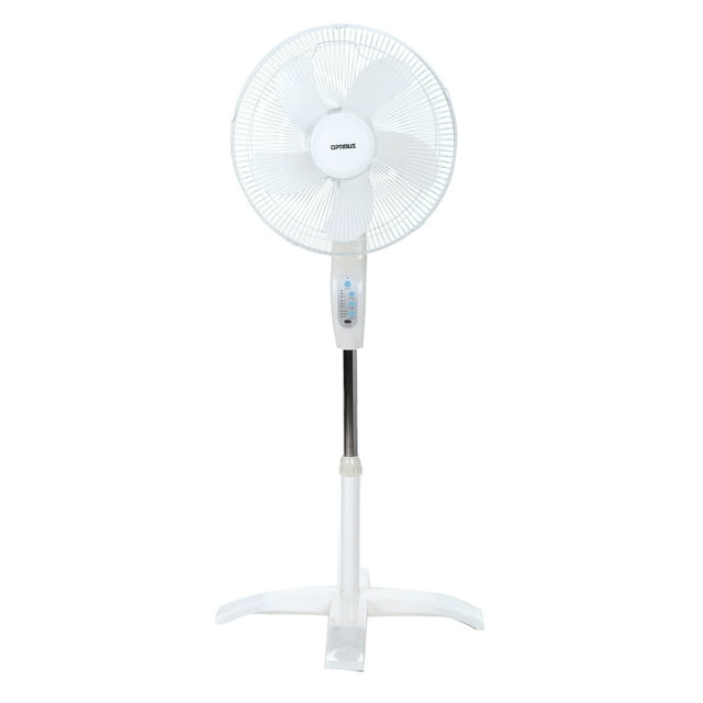 Optimus F-1760 16 inch Oscillating Electric Stand Fan with Remote, White