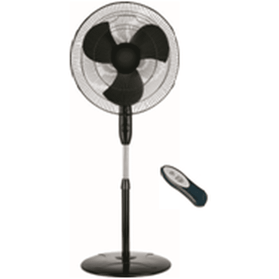 18" Oscillating Stand Fan, Remote Control, Black
