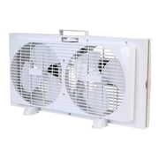 Optimus F-5282 9" Twin Window Fan with 3 Speeds and Reversible Airflow - White