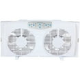 thumbnail image 1 of Optimus Electrically Reversible 8" 3-Speed Twin Window Fan with Thermostat & LED, White, 1 of 5