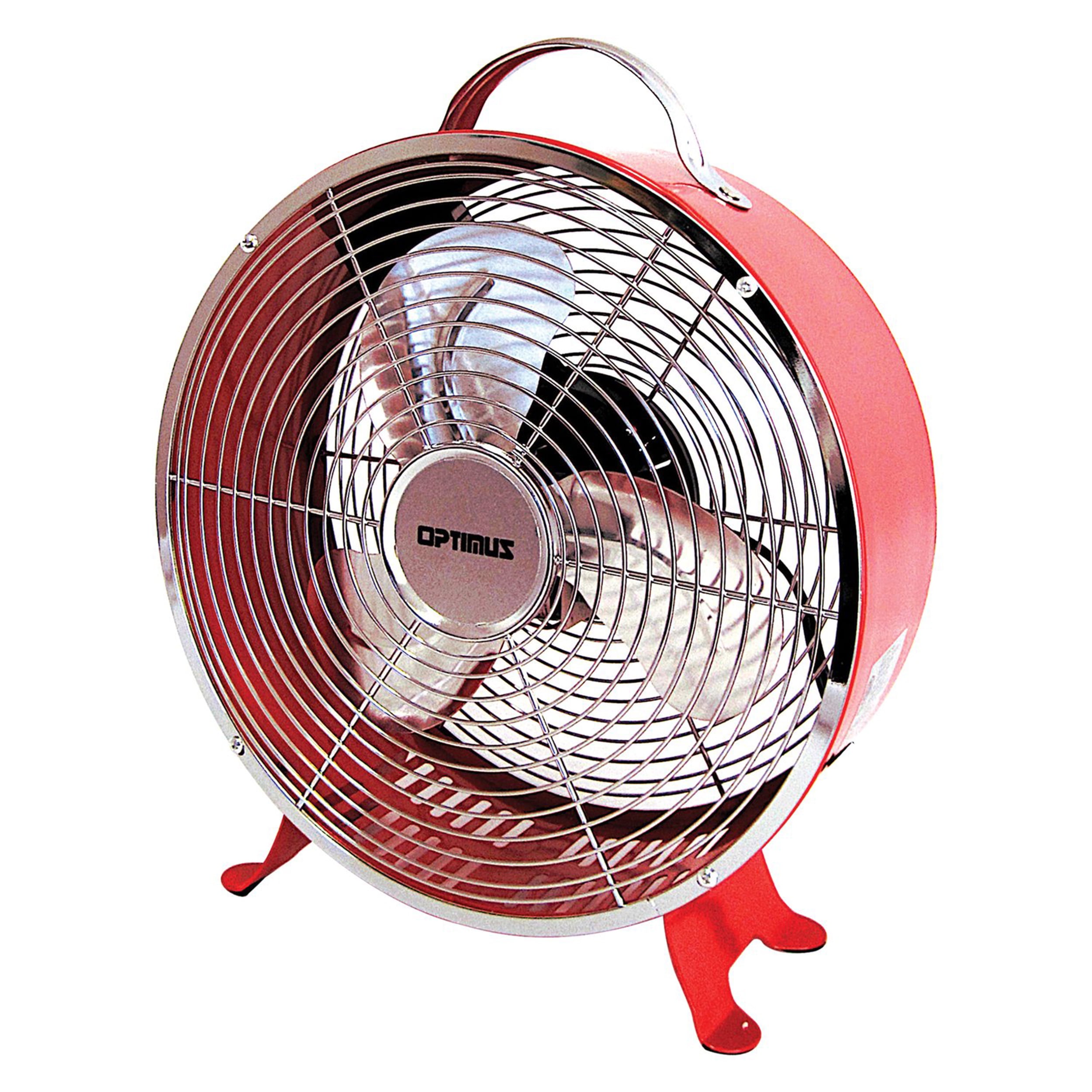 Red Retro Drum Fan with Two Speed Settings, 10 Inch