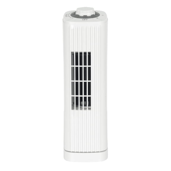 Optimus 14-In. Portable Oscillating Ultra-Slim Desktop Mini Tower Fan with 3 Speeds, 550 CFM, 70 Oscillation, 50 Watts, 72-In. Cord , White