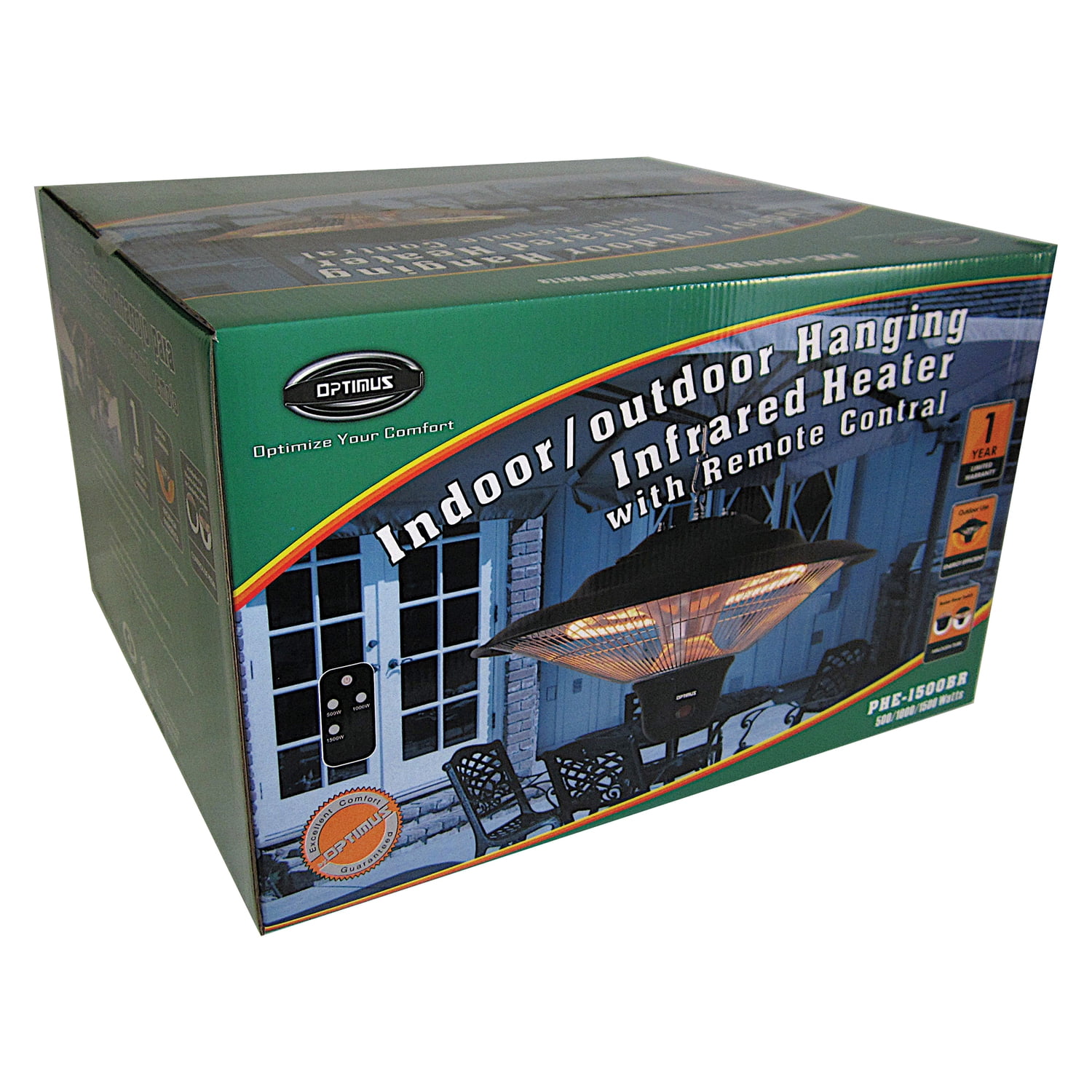 Optimus PHE-1500BR Portable Garage Shop Infrared Quartz Ceiling