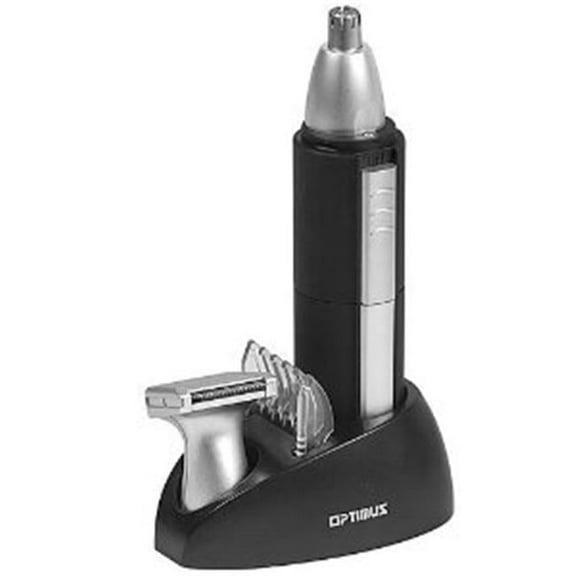 Optimus Personal Grooming System with Rotary Blades and Trimmer Head Attachment Black-silver