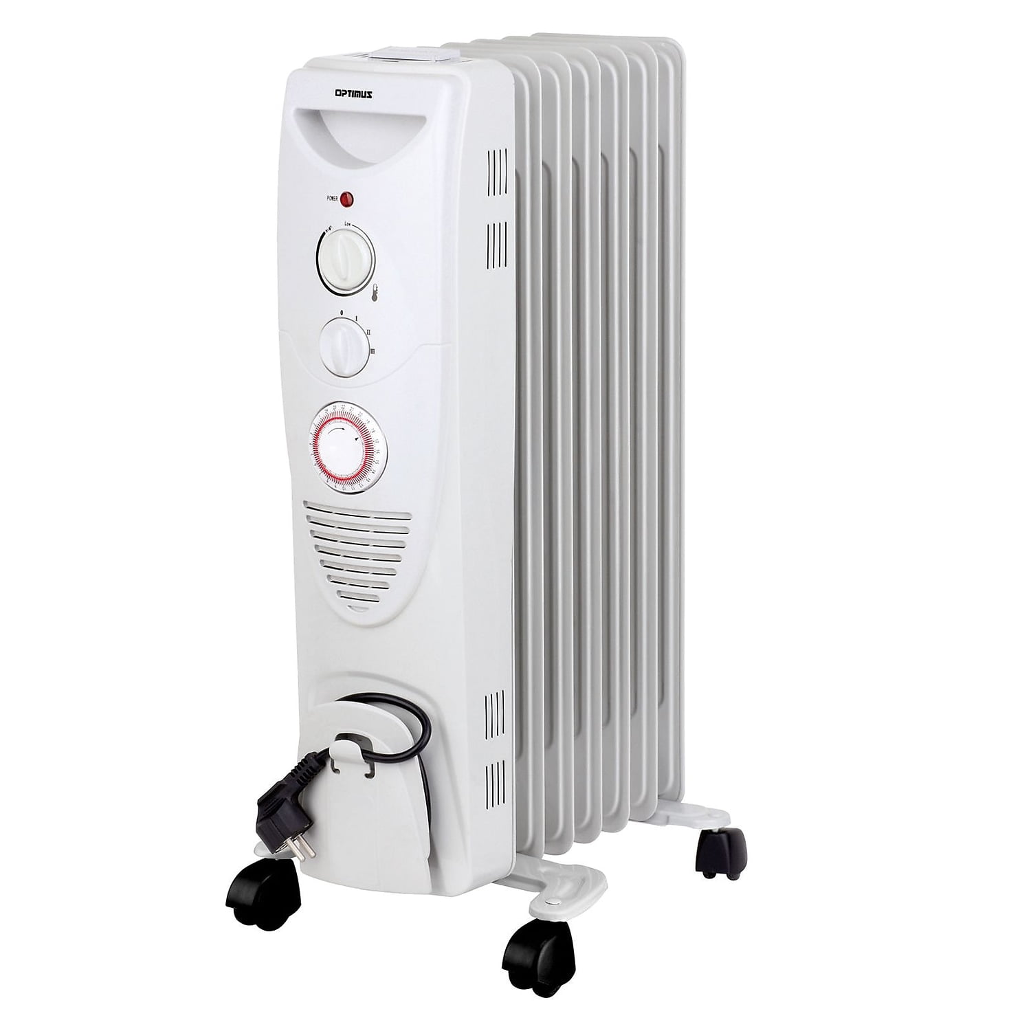 Optimus Portable 7 Fins Oil Filled Radiator Heater with Timer - Walmart.com