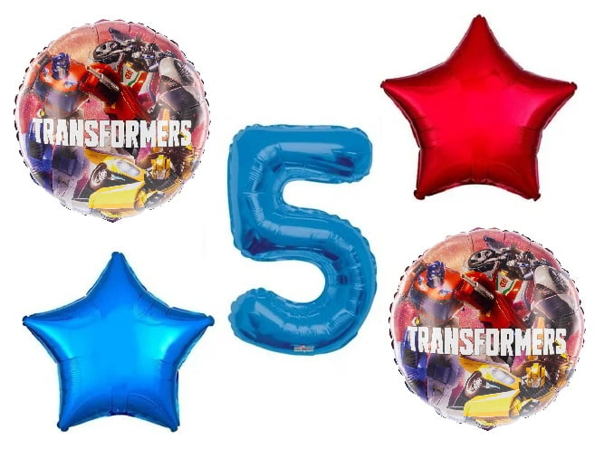 Optimus Prime Bumblebee Transformers 5th Happy Birthday 5 Piece Party Balloons Decoration Set