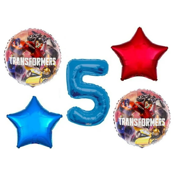 Optimus Prime Bumblebee Transformers 5th Happy Birthday 5 Piece Party Balloons Decoration Set