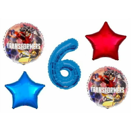 Optimus Prime Bumblebee Transformers 6th Happy Birthday 5 Piece Party Balloons Decoration Set