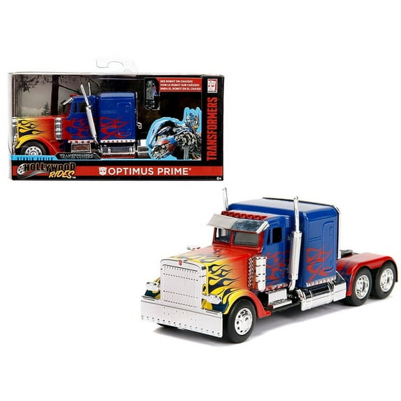 Optimus Prime Truck with Robot on Chassis from Transformers" Movie "Hollywood Rides" Series Diecast Model by Jada"