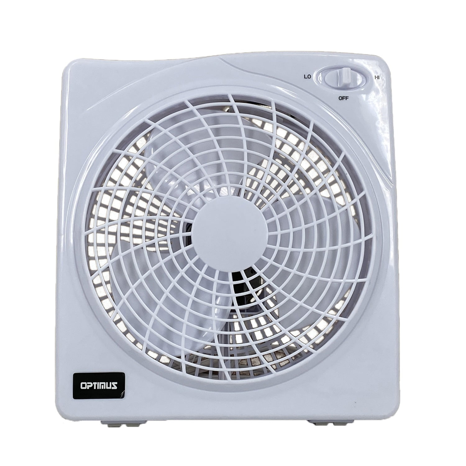Optimus 10" White Plastic Two-Speed Floor Fan