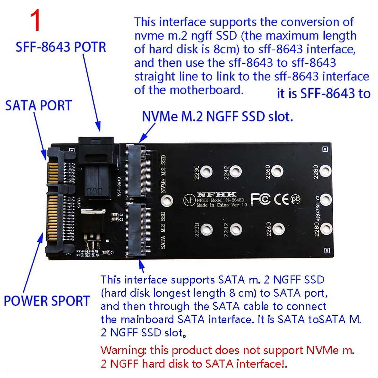 ASHATA M.2 SSD Zu SATA Adapter - 22Pin NGFF, Für Windows, Linux, Mac