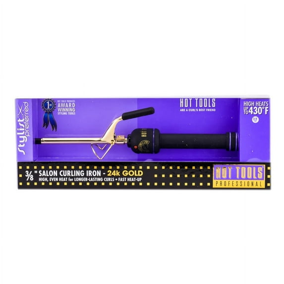 Option : 3/8" Model 1138 , Hot Tools Salon Curling Iron 24k Gold , Hair Scalp Head - Pack of 1 w/ SLEEKSHOP Teasing Comb