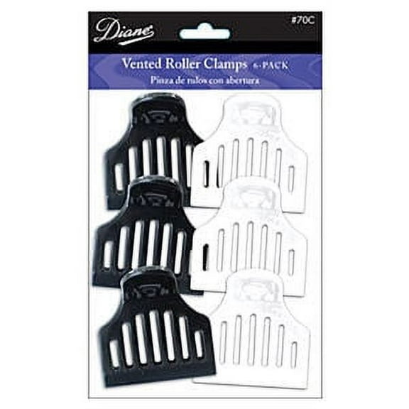 Option : 6 pack , Diane Vented Roller Clamps , Hair Scalp - Pack of 1 w/ SLEEKSHOP Teasing Comb