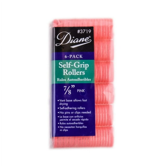 Option : 7/8" inch x 6 Pack , Diane Self Grip Pink Rollers , Hair Scalp - Pack of 1 w/ SLEEKSHOP Teasing Comb