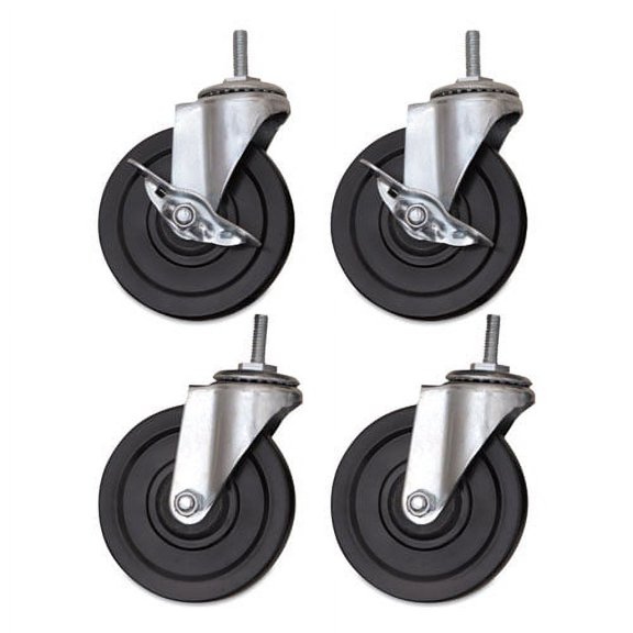 Optional Casters For Wire Shelving, 200 Lbs/caster, Gray/black, 4/set | Bundle of 2 Sets