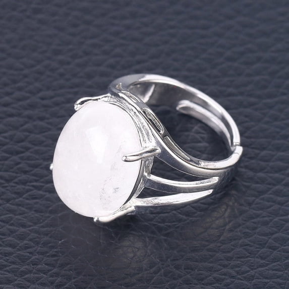 Women's Natural Stone Ring Elegant Four Claw Inlaid Hollow Ellipse Alloy Ring Artificial Gem Semi Precious Stone Inlay Ring Daily Jewelry Gift For Women
