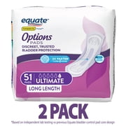 Options Womens Incontinence Pads, Ultimate Absorbency, Unscented, Long Length 102 Count