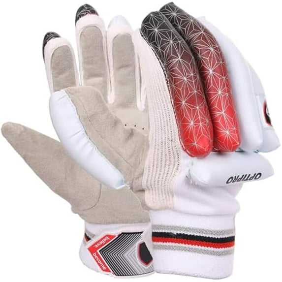 Optipro Batting Gloves for Cricket Premium Fabric Palm, Non-Toxic PVC Finger Rolls, Cotton Back Ventilated & Lightweight, Sweat-Resistant for Better Grip