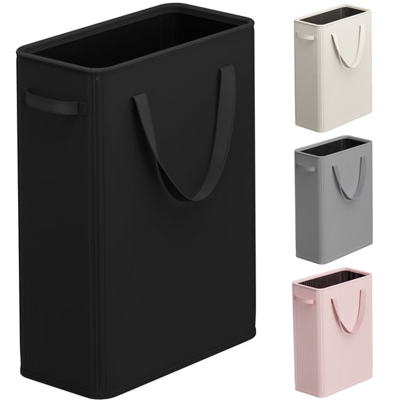 Optish 50L Slim Laundry Hamper, Small Laundry Basket With Handles, Black Narrow Laundry Basket for Dorm, Bedroom, Living Room, Collapsible Laundry Hamper