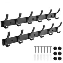 2Pack Coat Rack Wall Mount, Entryway Coat Hooks Wall Mounted, Heavy Duty Coat Hangers for Wall with 12 Hooks to Hang Coats, Jacket, Hat, 2pcack