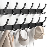 2Pack Coat Rack Wall Mount, Entryway Coat Hooks Wall Mounted, Heavy Duty Coat Hangers for Wall with 12 Hooks to Hang Coats, Jacket, Hat, 2pcack
