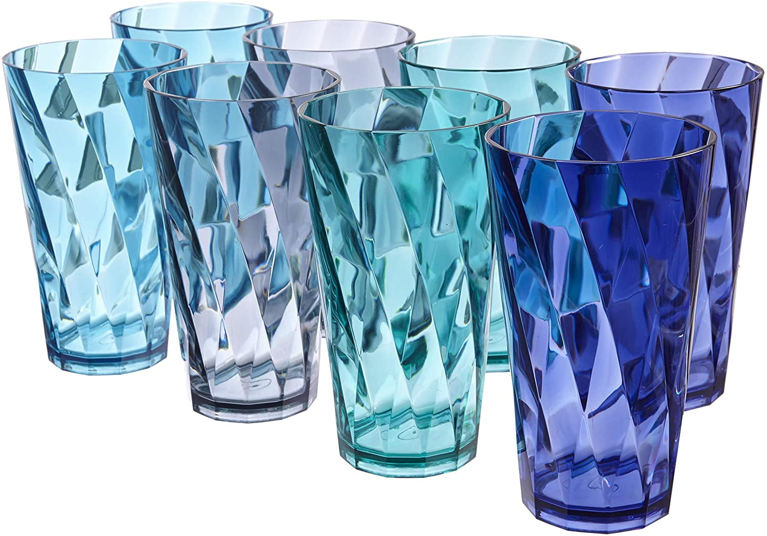 US Acrylic Optix Plastic Reusable Drinking Glasses (Set of 8) 20oz Water  Cups in Jewel Tone Colors, BPA-Free Tumblers, Made in USA