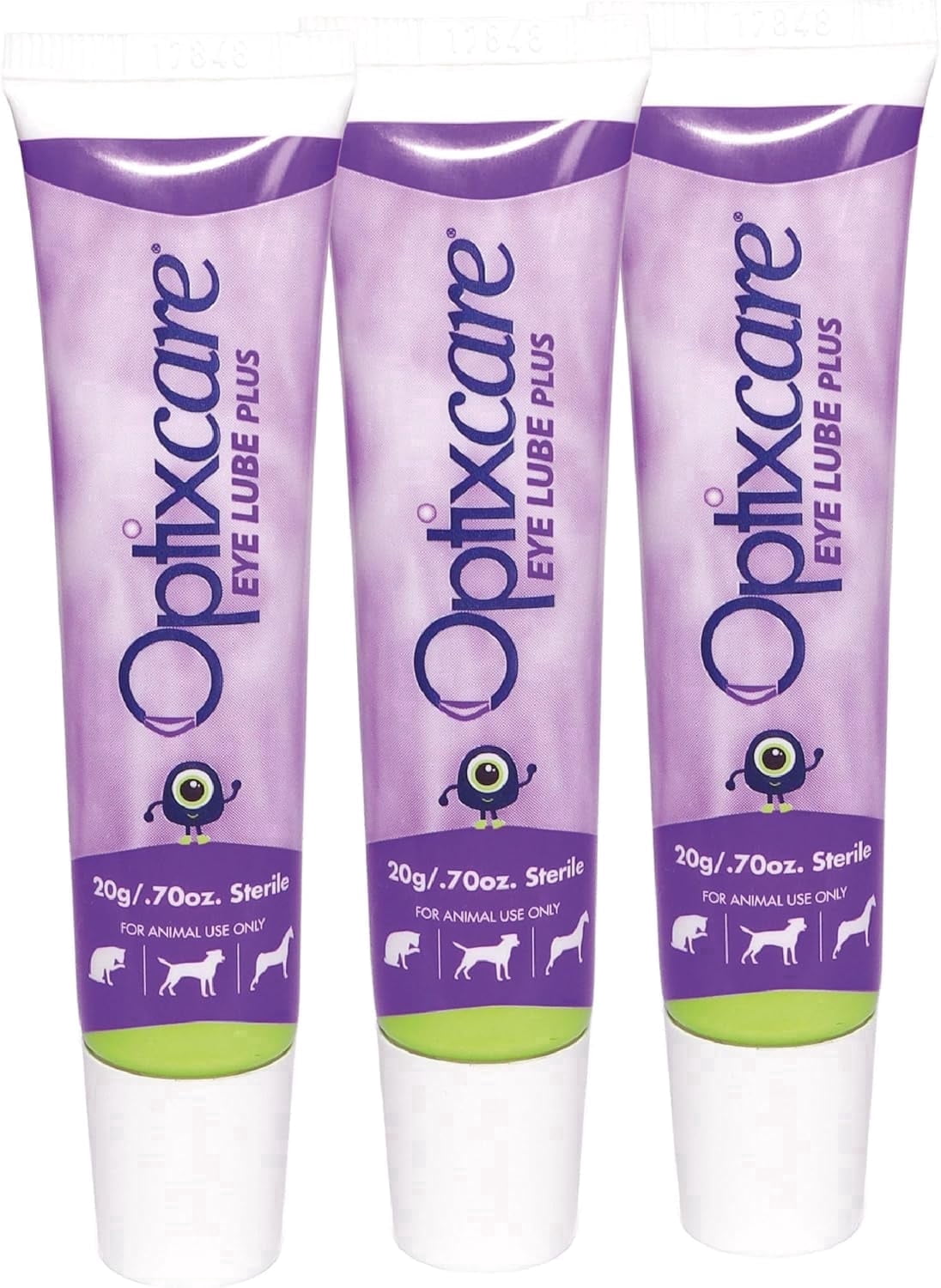 OptixCare Eye Lube Plus with Hyaluron Lubricating Eye Gel for Dogs, Cats & Horses, 20g Tubes, Pack of 3