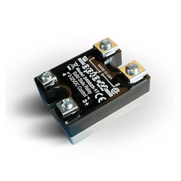 Opto 22 240D25-17 DC Control Solid State Relay, 240 VAC, 25 Amp, 4000 V Optical Isolation, 1/2 Cycle Turn-On/Off Time, 25 - 65 Hz Operating Frequency