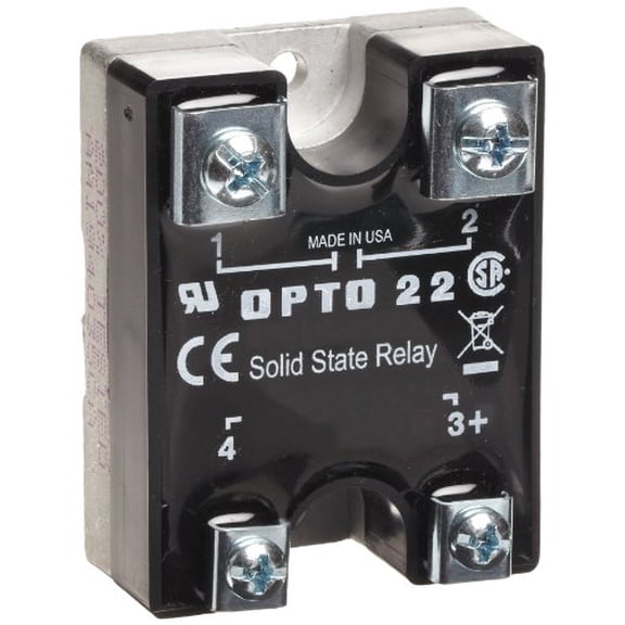 Opto 22 240D25 DC Control Solid State Relay, 240 VAC, 25 Amp, 4000 V Optical Isolation, 1/2 Cycle Maximum Turn-On/Off Time, 25 - 65 Hz Operating Frequency$$Electrical