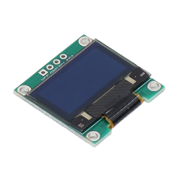 Optoelectronic Display Module w/ 4 Pin Header I2C Interface 128x64 Resolution Blue OLED Screen 0.96 Inches / 2.44 cm Diagonal 3.3V Electronics Board Component
