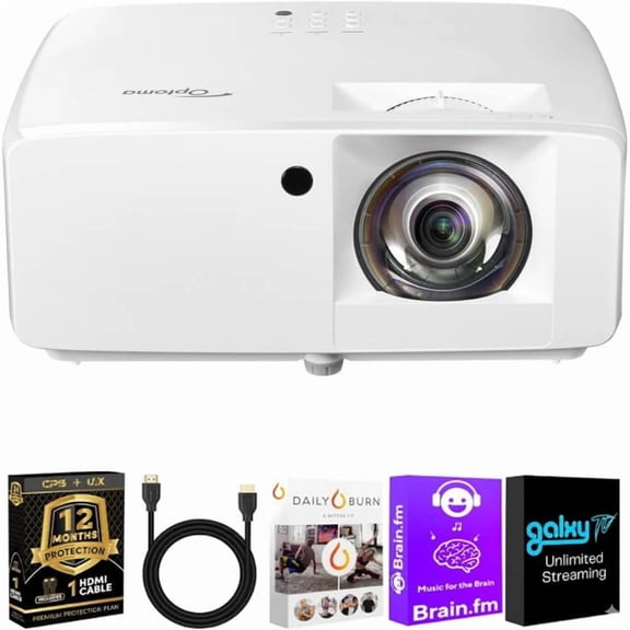 Optoma GT2000HDR 1080p Short Throw Laser Projector Bundle with HDMI Cable & CPS