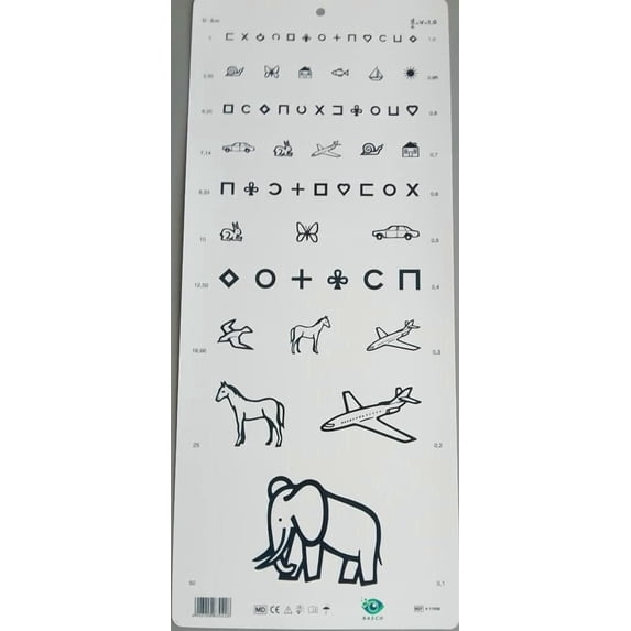 Optometric Sheet BASCH Optometric Chart for Children - 5 Meter SIZE - 21x9 - Walmart.com