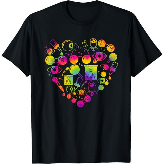 Optometry Ophthalmic Technician Symbols Heart T-Shirt100% pure cotton short-sleeved shirt for both men and women