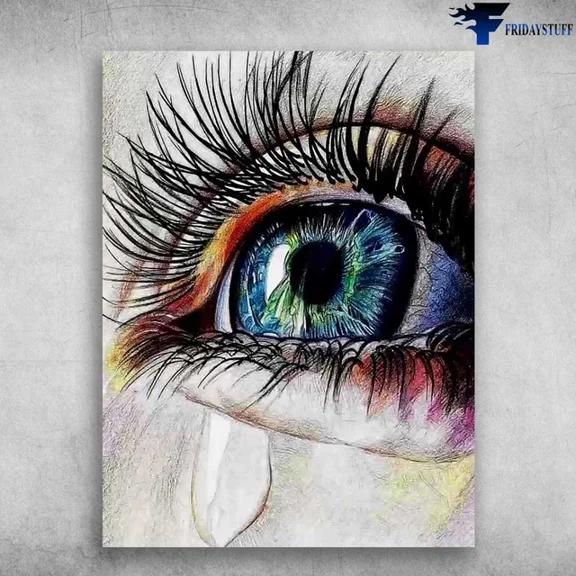 Optometry Poster Blue Eye Tear Eye Art Poster Crying Home Decor Paper Poster Print Only