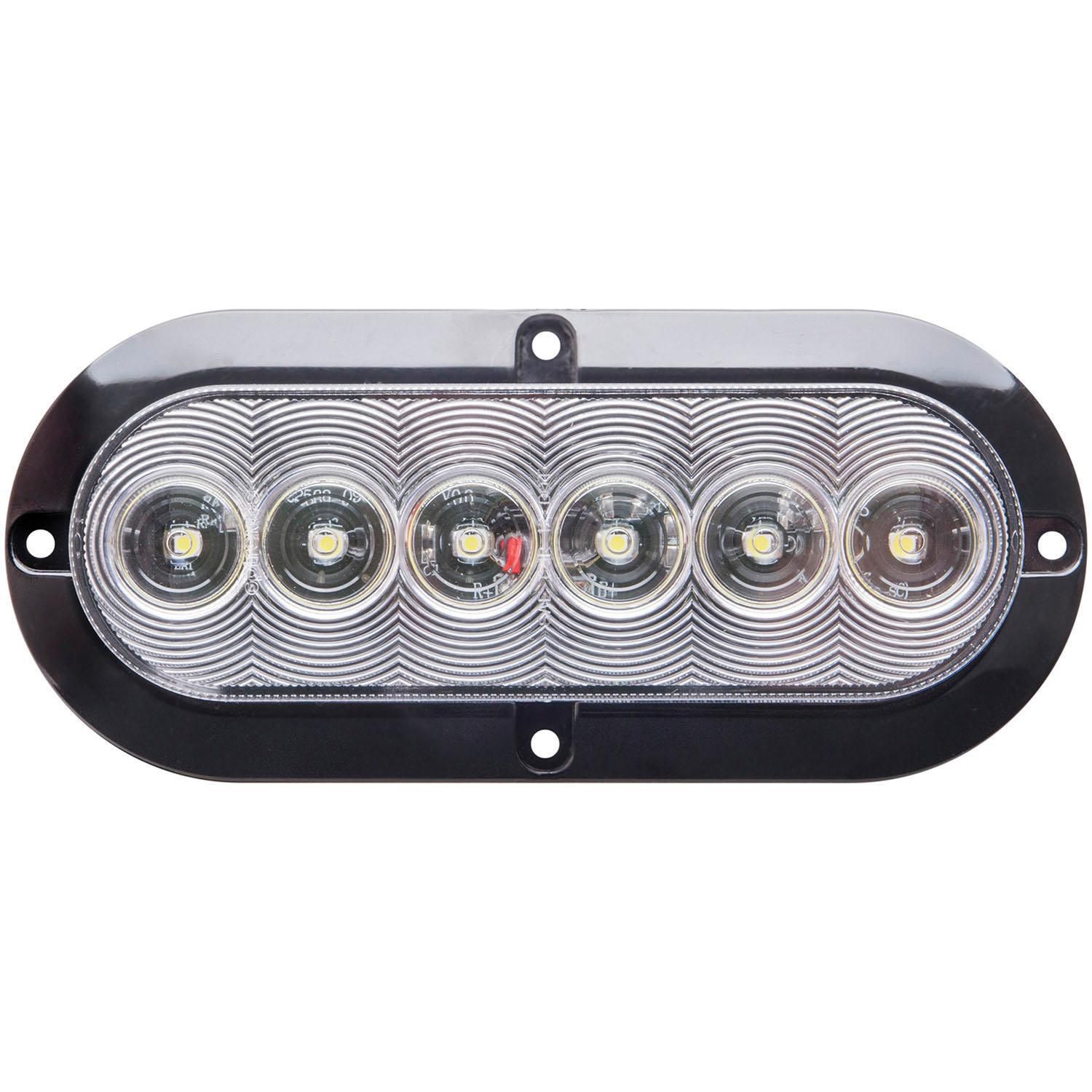 Optronics 6" Oval, White LED, Clear BackUp Light, Recess Flange Mount