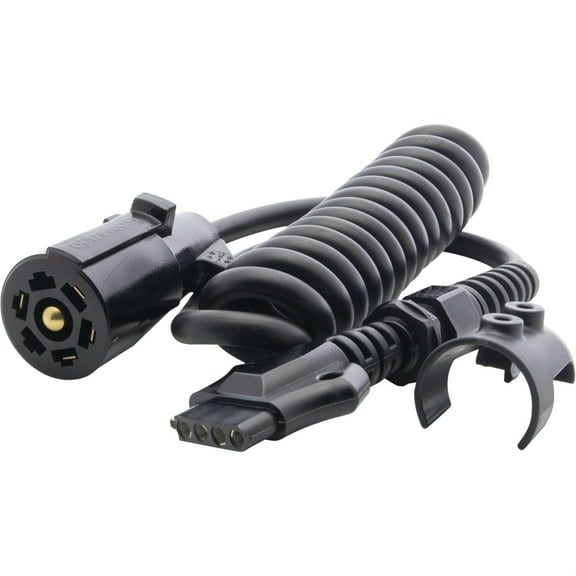 Optronics A57CCBP 5-Way Flat to 7-Way Round Trailer Light Connector with Coil Cord