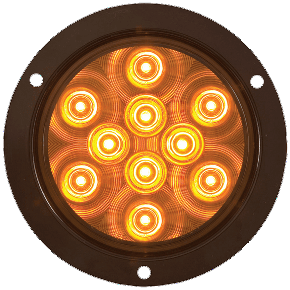 Optronics STL42ABP Lens 4" Round Sealed LED Light with Mounting Flange, Amber