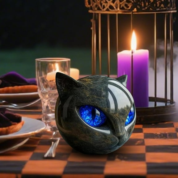 Opulent Black Cat Sculpture,Luxury Black Cat Stone Sculpture – Elegant Home Décor & Gift-Ready Art Piece,Hand-Carved Cute Resin Decoration Gift for Cat Lovers Women & Men,3.15" Blue