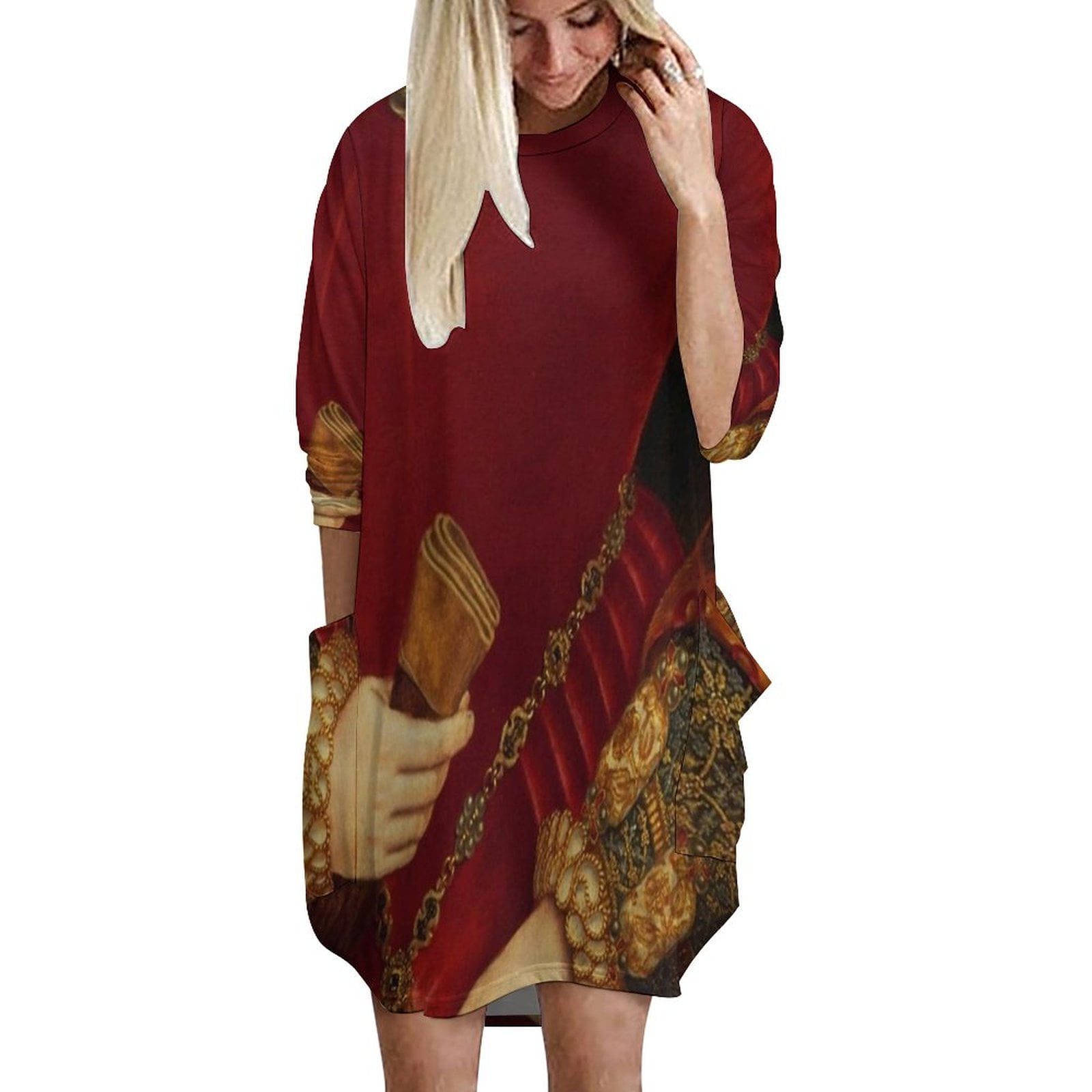Opulent Embroidered Historical Fashion Costume Detail Autumn Winter Long Sleeved Dress Hoodies Sweatshirts Printed Drawstring Walmart
