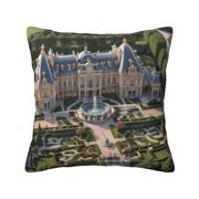 Opulent European-style palace with landscaped gardens Decorative pillowcase square pillowcase cushion cover suitable for sofas, farmhouses, outdoor living rooms