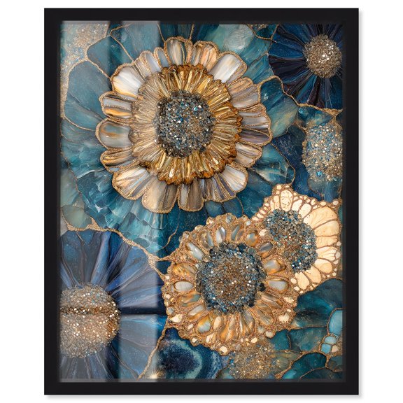 Opulent Geode I Shadowbox Print Geodes Wall Decor by Art Remedy, Black Frame, 30 x 36