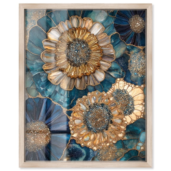 Opulent Geode I Shadowbox Print Geodes Wall Decor by Art Remedy, Blonde Frame, 30 x 36