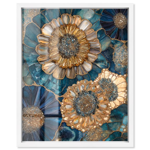 Opulent Geode I Shadowbox Print Geodes Wall Decor by Art Remedy, White Frame, 24 x 30