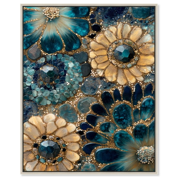 Opulent Geode III Canvas Geodes Wall Decor by Art Remedy, Silver Frame, 24 x 30