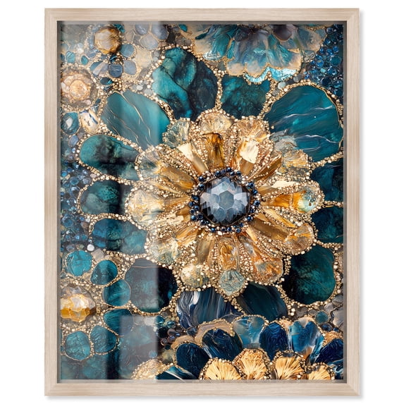 Opulent Geode IV Shadowbox Print Geodes Wall Decor by Art Remedy, Blonde Frame, 20 x 24