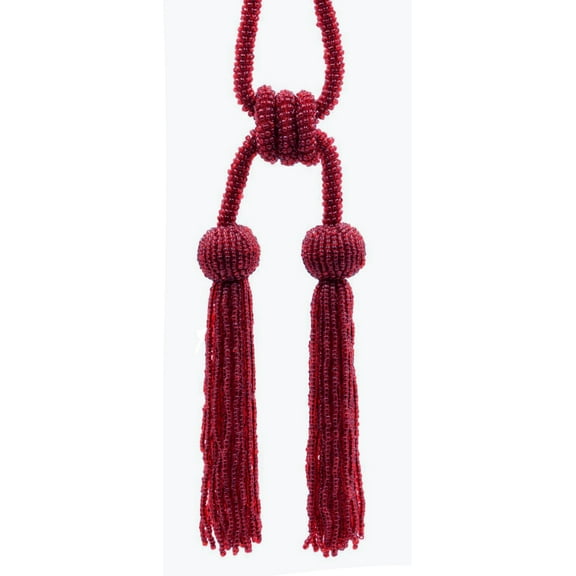 DECOPRO Opulent Beaded Curtain Double Tassel Tieback, Handcrafted with Elaborately Hand-strung Glass Seed Beads, Tassel Length 4 1/2" (11cm), Spread 26" (66cm) # TBBD4502, #E13 Sold Individually